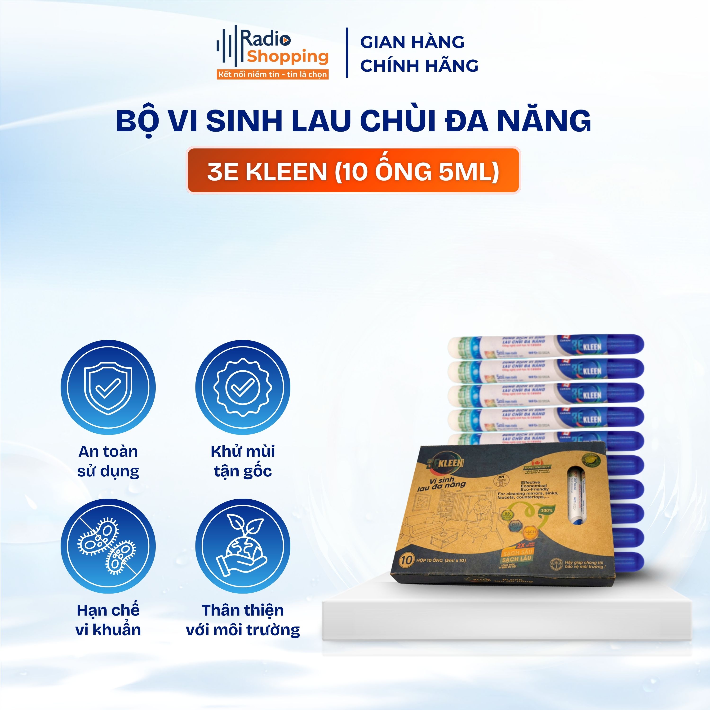 Chai xịt đa năng 3E KLEEN làm sạch các vết bẩn [Hộp 10 ống 5ml]